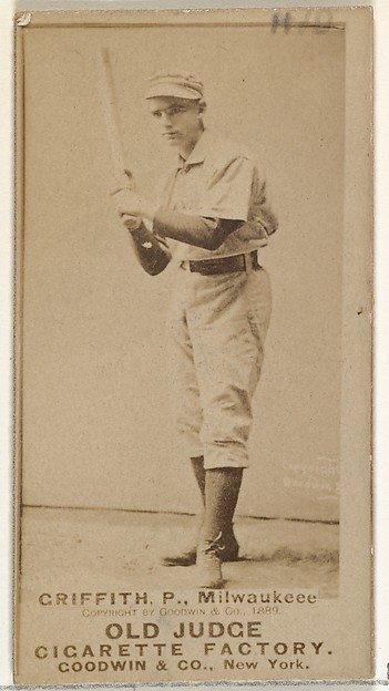Clark Calvin "Old Fox" Griffith, Pitcher, Milwaukee, from the Old Judge series (N172) for Old Judge Cigarettes