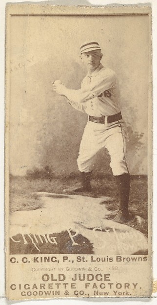 Charles Frederick "Silver" King, Pitcher, St. Louis Browns, from the Old Judge series (N172) for Old Judge Cigarettes