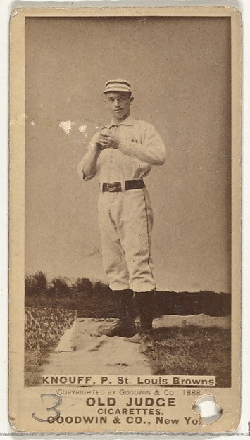 Edward Augustine "Ed" Knouff, Pitcher, St. Louis Browns, from the Old Judge series (N172) for Old Judge Cigarettes
