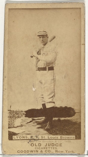 Harry Lyons, Right Field, St. Louis Browns, from the Old Judge series (N172) for Old Judge Cigarettes