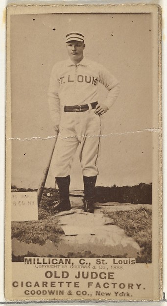 Jocko Milligan, Catcher, St. Louis Browns, from the Old Judge series (N172) for Old Judge Cigarettes