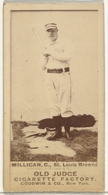 Jocko Milligan, Catcher, St. Louis Browns, from the Old Judge series (N172) for Old Judge Cigarettes by Goodwin & Company, The Metropolitan Museum of Art