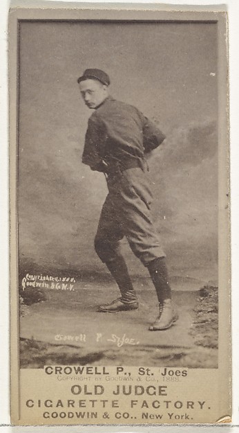 William Theodore "Billy" Crowell, Pitcher, St. Joseph Clay Eaters, from the Old Judge series (N172) for Old Judge Cigarettes