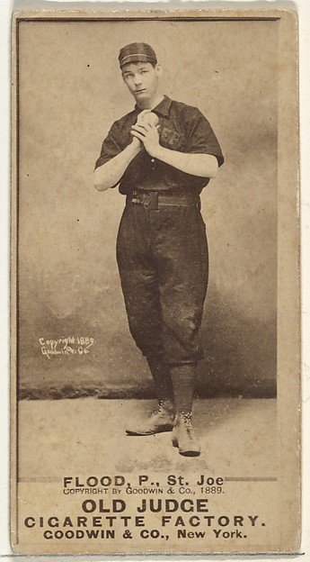 Thomas J. Flood, Pitcher, St. Joseph Clay Eaters, from the Old Judge series (N172) for Old Judge Cigarettes
