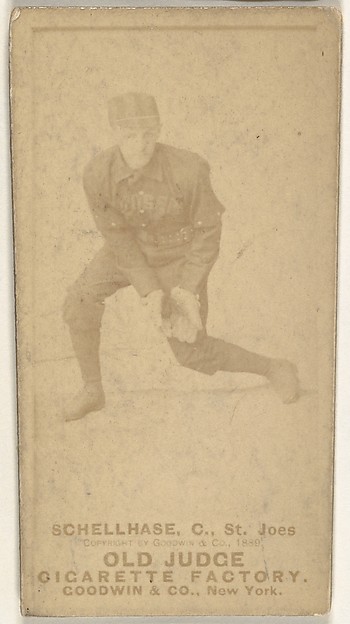 Albert Herman "Schelley" Schellhase, Catcher, St. Joseph Clay Eaters, from the Old Judge series (N172) for Old Judge Cigarettes