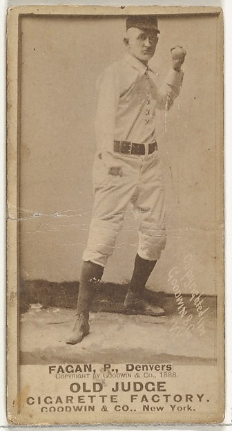 William A. "Bill" Fagan, Pitcher, Denver, from the Old Judge series (N172) for Old Judge Cigarettes