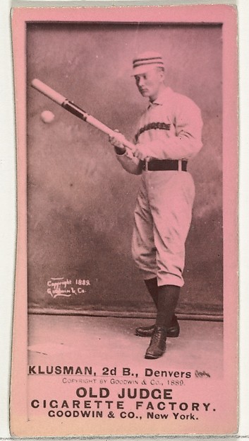 William F. "Billy" Klusman, 2nd Base, Denver, from the Old Judge series (N172) for Old Judge Cigarettes