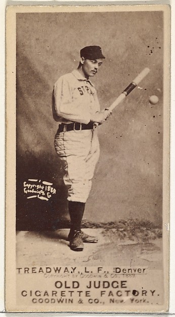 George B. Treadway, Left Field, Denver, from the Old Judge series (N172) for Old Judge Cigarettes
