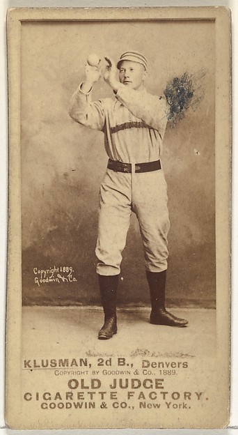 William F. "Billy" Klusman, 2nd Base, Denver, from the Old Judge series (N172) for Old Judge Cigarettes