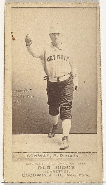 Peter J. "Pete" Conway, Pitcher, Detroit Wolverines, from the Old Judge series (N172) for Old Judge Cigarettes