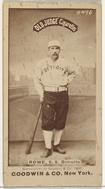 John Charles "Jack" Rowe, Shortstop, Detroit Wolverines, from the Old Judge series (N172) for Old Judge Cigarettes