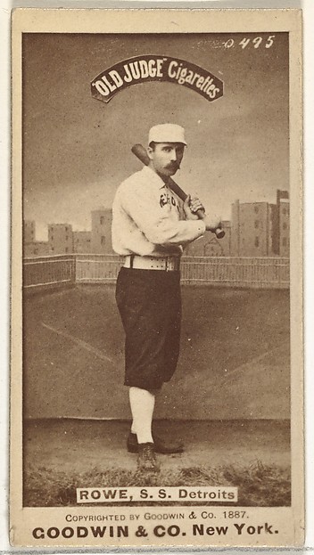 John Charles "Jack" Rowe, Shortstop, Detroit Wolverines, from the Old Judge series (N172) for Old Judge Cigarettes