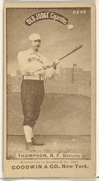 Samuel Luther "Sam" Thompson, Right Field, Detroit Wolverines, from the Old Judge series (N172) for Old Judge Cigarettes