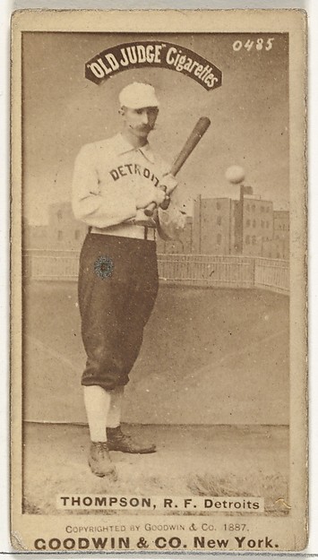 Samuel Luther "Sam" Thompson, Right Field, Detroit Wolverines, from the Old Judge series (N172) for Old Judge Cigarettes