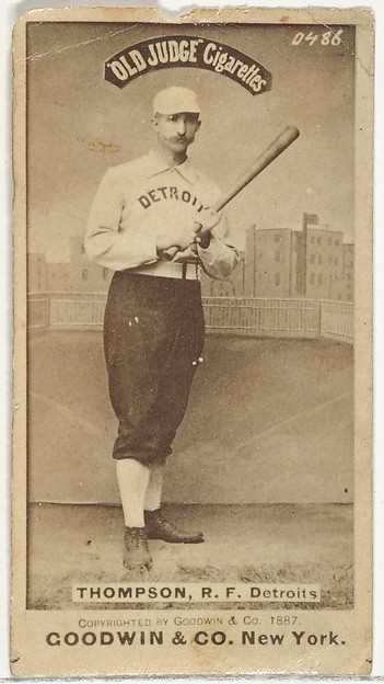 Samuel Luther "Sam" Thompson, Right Field, Detroit Wolverines, from the Old Judge series (N172) for Old Judge Cigarettes