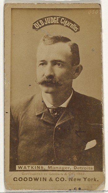 William Henry "Wattie" Watkins, Manager, Detroit Wolverines, from the Old Judge series (N172) for Old Judge Cigarettes