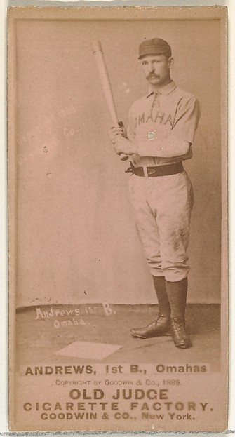 William Walter "Wally" Andrews, 1st Base, Omaha Omahogs/Lambs, from the Old Judge series (N172) for Old Judge Cigarettes