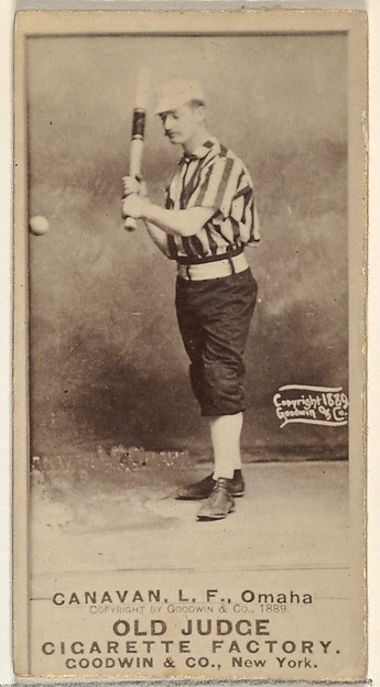 James Edward "Jim" Canavan, Left Field, Omaha Omahogs/ Lambs, from the Old Judge series (N172) for Old Judge Cigarettes