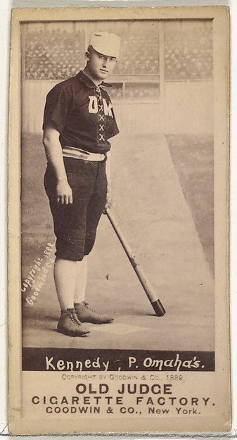 Theodore A. "Ted" Kennedy, Pitcher, Omaha Omahogs/ Lambs, from the Old Judge series (N172) for Old Judge Cigarettes