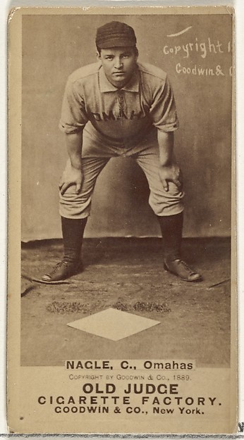 Nagle, Catcher, Omaha Omahogs/ Lambs, from the Old Judge series (N172) for Old Judge Cigarettes