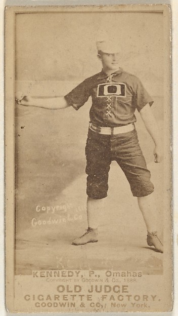 Theodore A. "Ted" Kennedy, Pitcher, Omaha Omahogs/ Lambs, from the Old Judge series (N172) for Old Judge Cigarettes