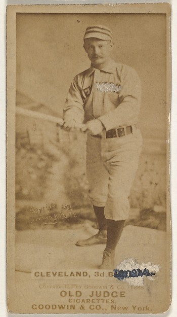 Elmer Ellsworth Cleveland, 3rd Base, Omaha Omahogs/ Lambs, from the Old Judge series (N172) for Old Judge Cigarettes