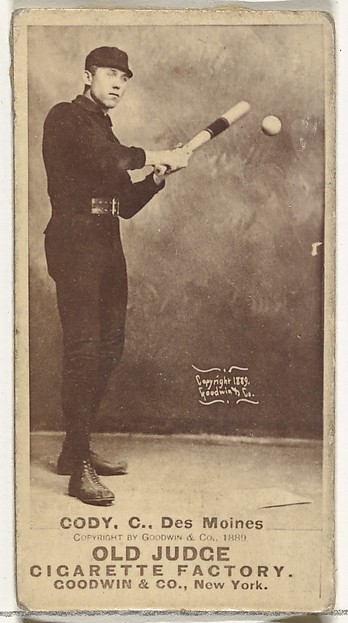 Michael J. Cody, Catcher, Des Moines Prohibitionists, from the Old Judge series (N172) for Old Judge Cigarettes