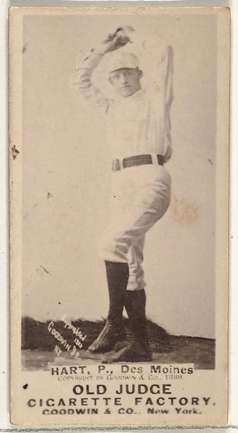 William Franklin "Bill" Hart, Pitcher, Des Moines Prohibitionists, from the Old Judge series (N172) for Old Judge Cigarettes