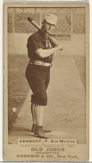 Theodore A. "Ted" Kennedy, Pitcher, Des Moines Prohibitionists, from the Old Judge series (N172) for Old Judge Cigarettes