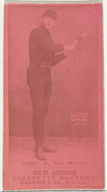 Michael J. Cody, Catcher, Des Moines Prohibitionists, from the Old Judge series (N172) for Old Judge Cigarettes