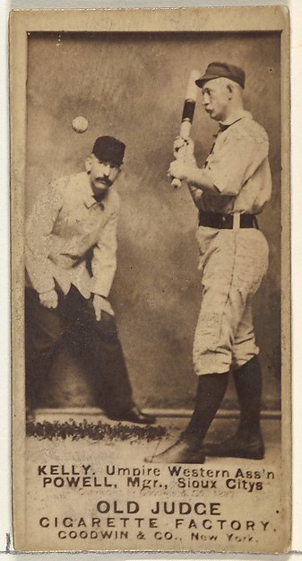 Kelly, Umpire Western Association, James Edwin "Jim" Powell, Manager and 1st Base, Sioux City Corn Huskers, from the Old Judge series (N172) for Old Judge Cigarettes