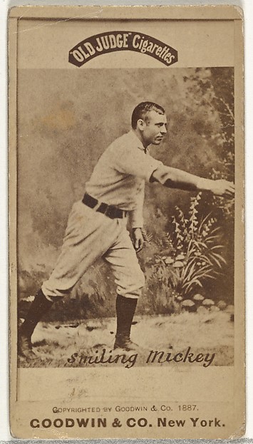 Michael Francis "Smiling Mickey" Welch, from the Old Judge series (N172) for Old Judge Cigarettes