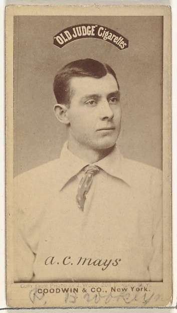 Albert C. "Al" Mays, Pitcher, Brooklyn Bridegrooms, from the Old Judge series (N172) for Old Judge Cigarettes