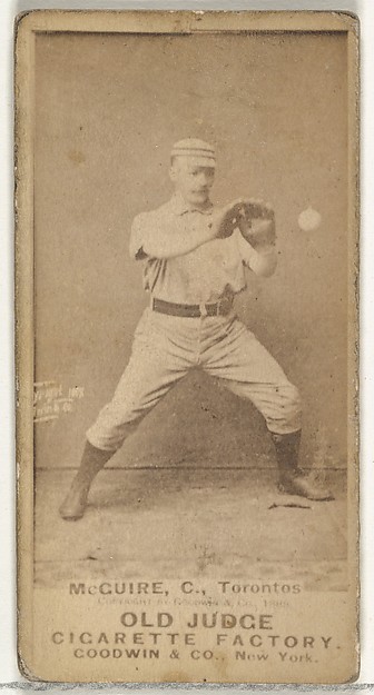 James Thomas "Deacon" McGuire, Catcher, Toronto Canucks, from the Old Judge series (N172) for Old Judge Cigarettes
