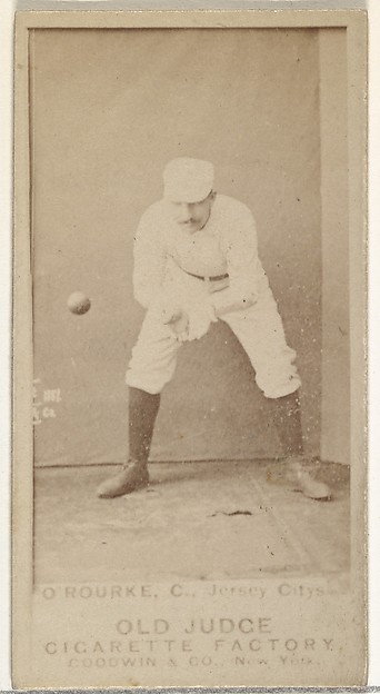 Thomas Joseph "Tom" O'Rourke, Catcher, Jersey City Skeeters, from the Old Judge series (N172) for Old Judge Cigarettes