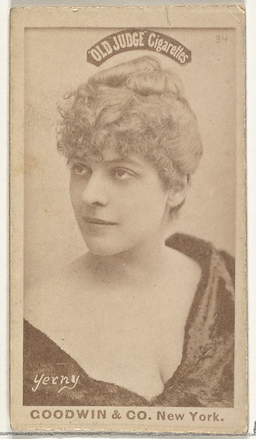 Yerny, from the Actors and Actresses series (N171) for Old Judge Cigarettes
