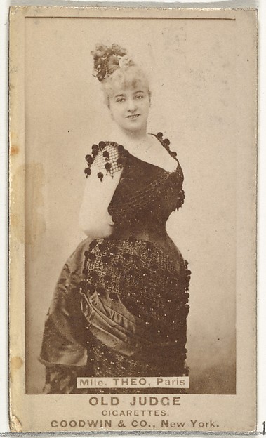 Mlle. Theo, Paris, from the Actors and Actresses series (N171) for Old Judge Cigarettes