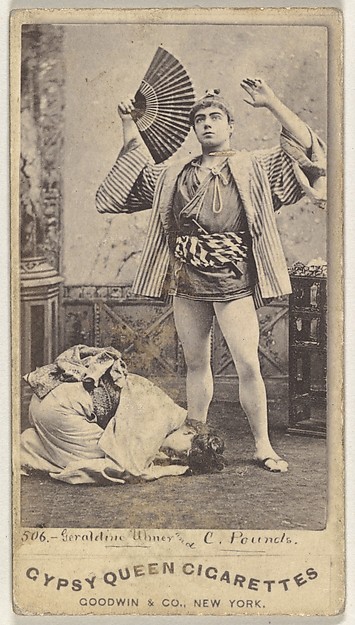 Geraldine Uhner and C. Pounds, from the Actors and Actresses series (N171) for Gypsy Queen Cigarettes