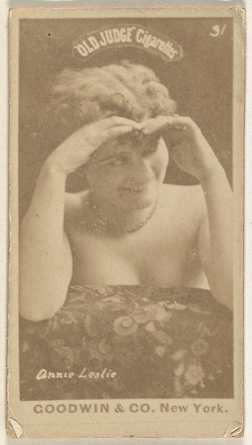 Annie Leslie, from the Actors and Actresses series (N171) for Old Judge Cigarettes