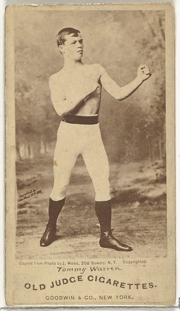 Tommy Warren, from the Celebrities and Prizefighters series (N174) for Old Judge Cigarettes