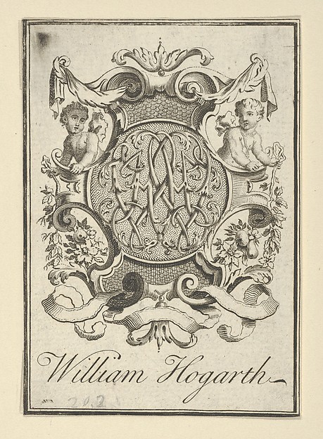 Bookplate inscribed "William Hogarth"