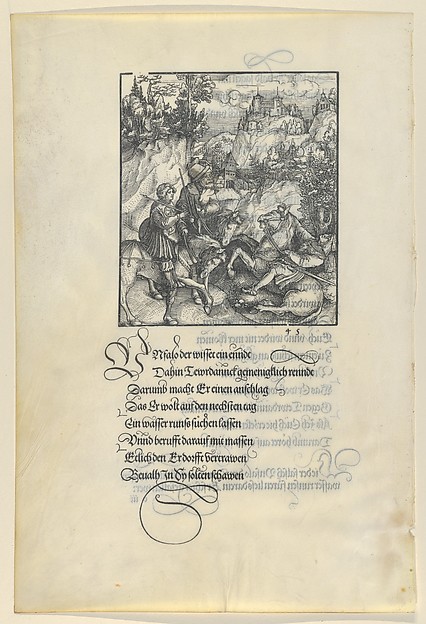 Unfalo Causing a Fall of Theuerdanck's Horse, from Theuerdanck