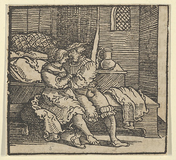 Spinneloccio Locked up in a Chest, on which his Wife and Zeppa are Seated, from The Decameron