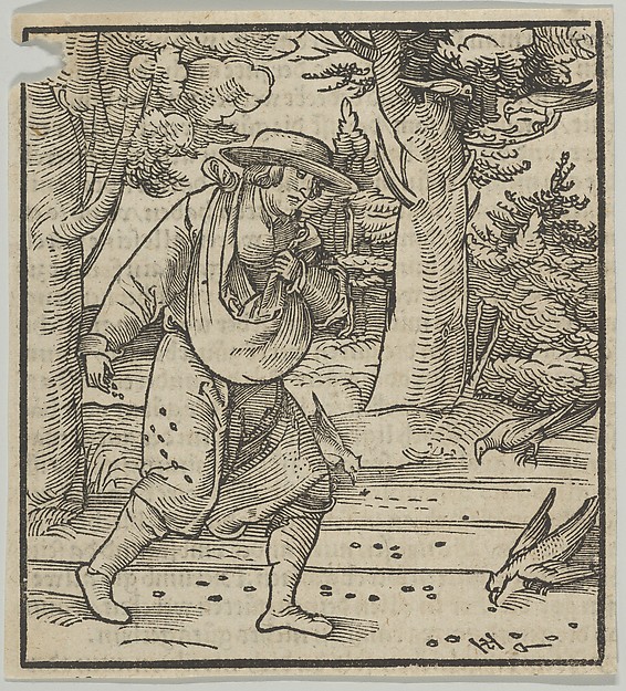 The Birds Eating the Seeds of the Sower, from Hymmelwagen auff dem, wer wol lebt... by Hans Schäufelein