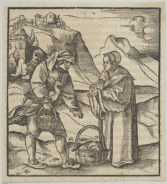 A Farmer and his Patron, from Hymmelwagen auff dem, wer wol lebt...