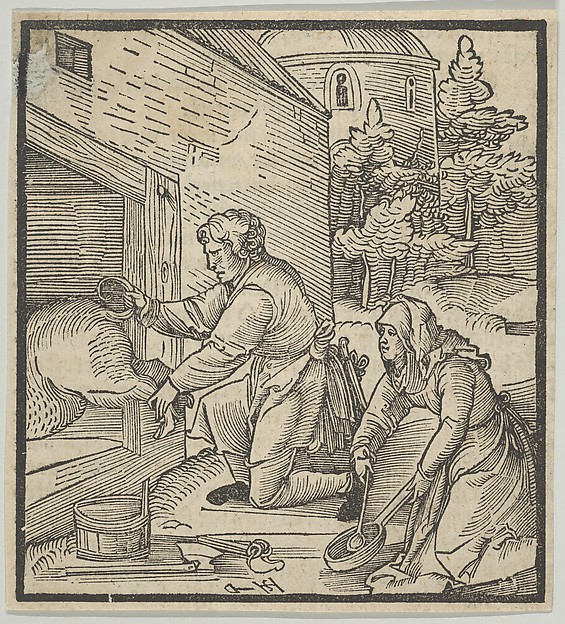 A Farmer Slaughtering a Hog, from Hymmelwagen auff dem, wer wol lebt...