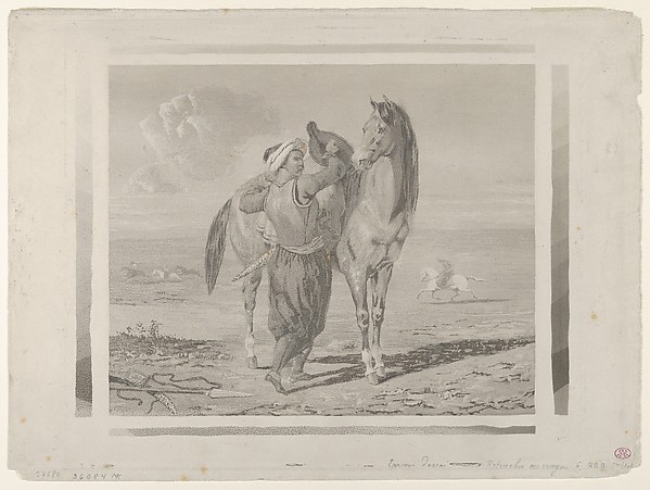 A Turk Saddling His Horse