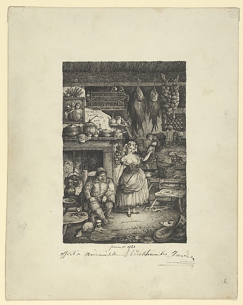 Peasants' interior with spinner