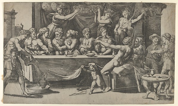 The Olympian gods at the marriage feast of Cupid and Psyche, after Raphael