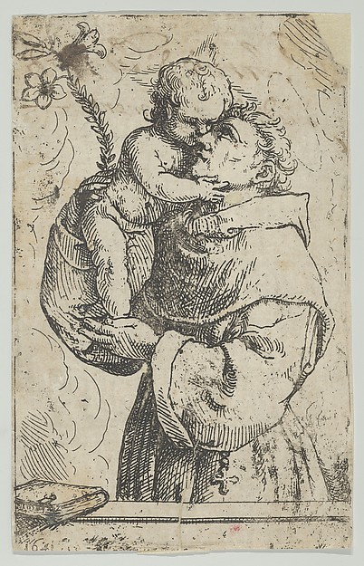 St Antony of Padua embracing the Christ Child by Anonymous